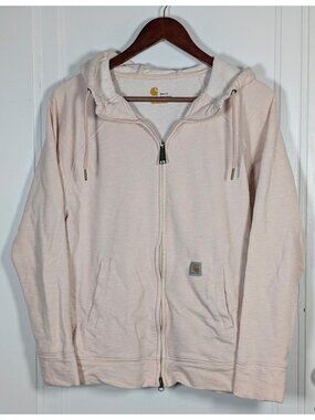Carhartt Womens Size Medium Light Pink Full Zip Hoodie Sweatshirt Hooded Relaxed